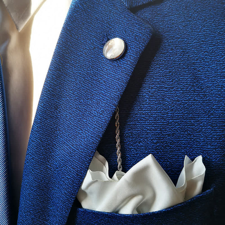 Men's Natural Seashell Lapel Chain Suit Brooch with Hanging Chain - image 1