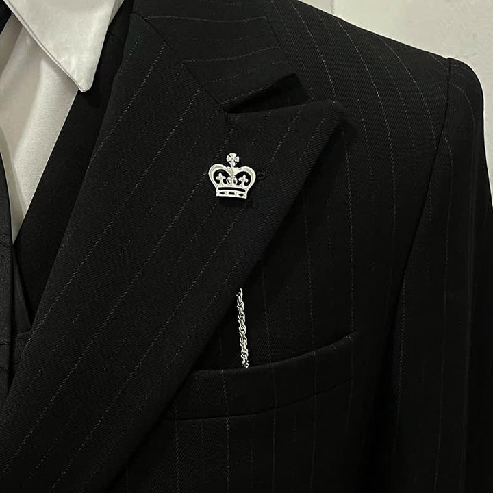 Men's Shirt Tuxedo Stud Lapel Chain Suit Brooch with Hanging Chain