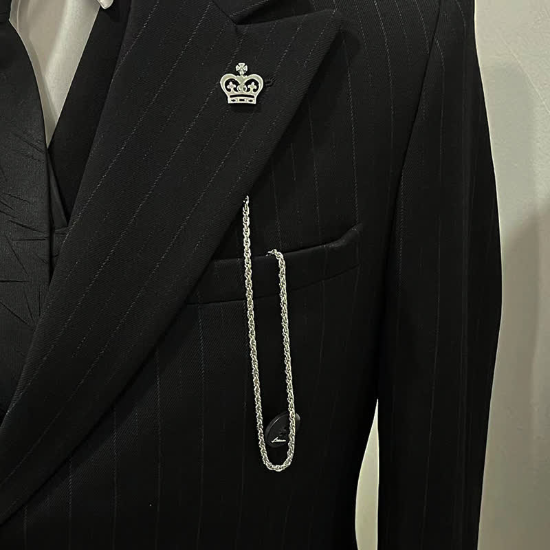 Men's Shirt Tuxedo Stud Lapel Chain Suit Brooch with Hanging Chain
