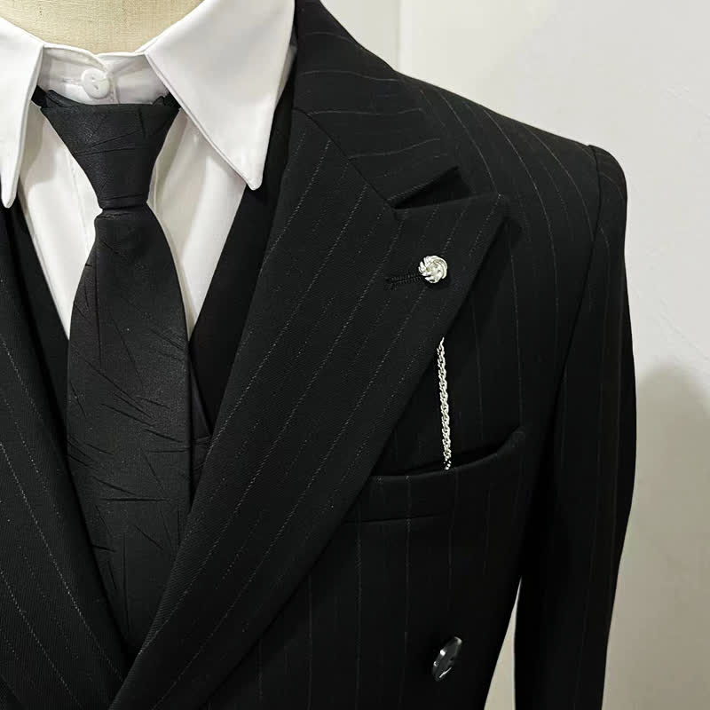 Men's Shirt Tuxedo Stud Lapel Chain Suit Brooch with Hanging Chain