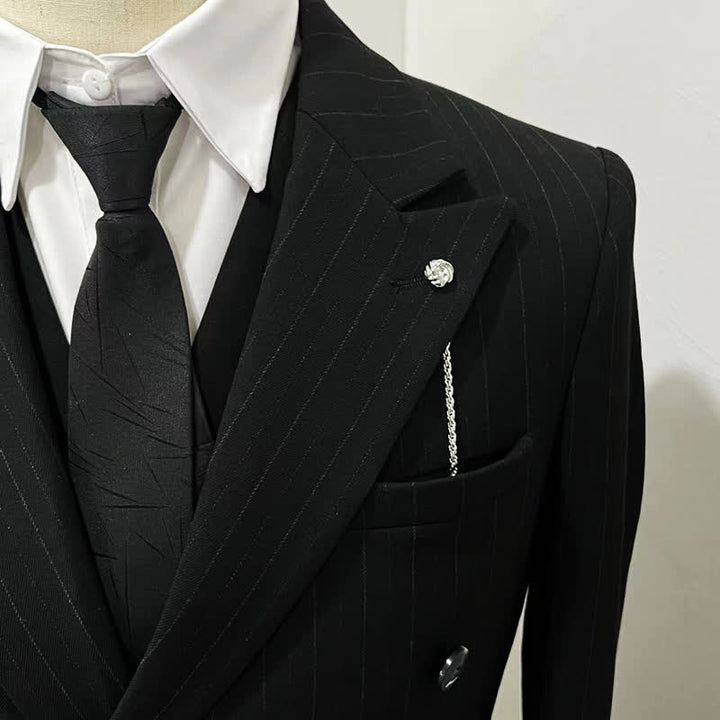 Men's Shirt Tuxedo Stud Lapel Chain Suit Brooch with Hanging Chain