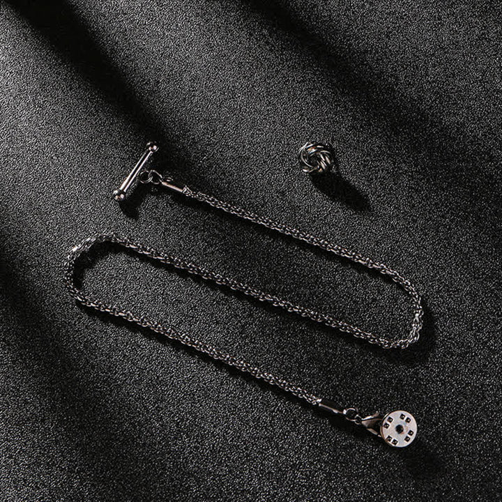 Men's Shirt Tuxedo Stud Lapel Chain Suit Brooch with Hanging Chain - Lucky Knot - Gray - image 10