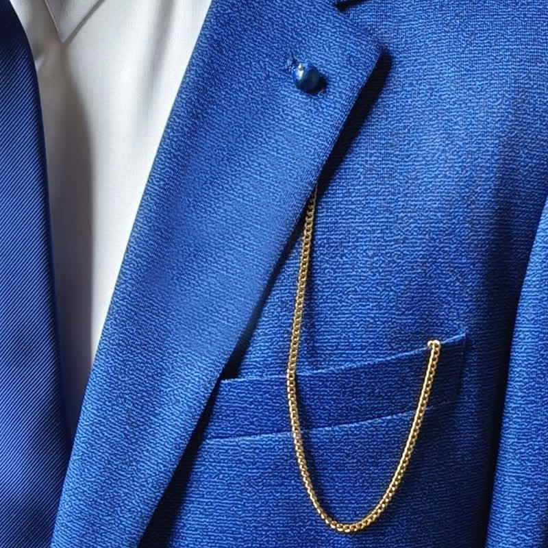 Men's 18K Gold-Plated Natural Stone Lapel Chain Suit Brooch with Hanging Chain - image 15