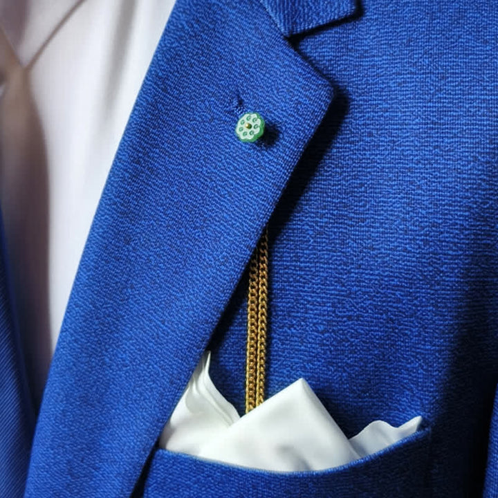 Men's 18K Gold-Plated Natural Stone Lapel Chain Suit Brooch with Hanging Chain - image 12