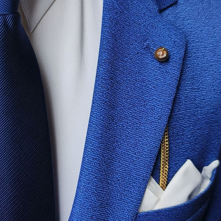 Men's 18K Gold-Plated Natural Stone Lapel Chain Suit Brooch with Hanging Chain - image 9