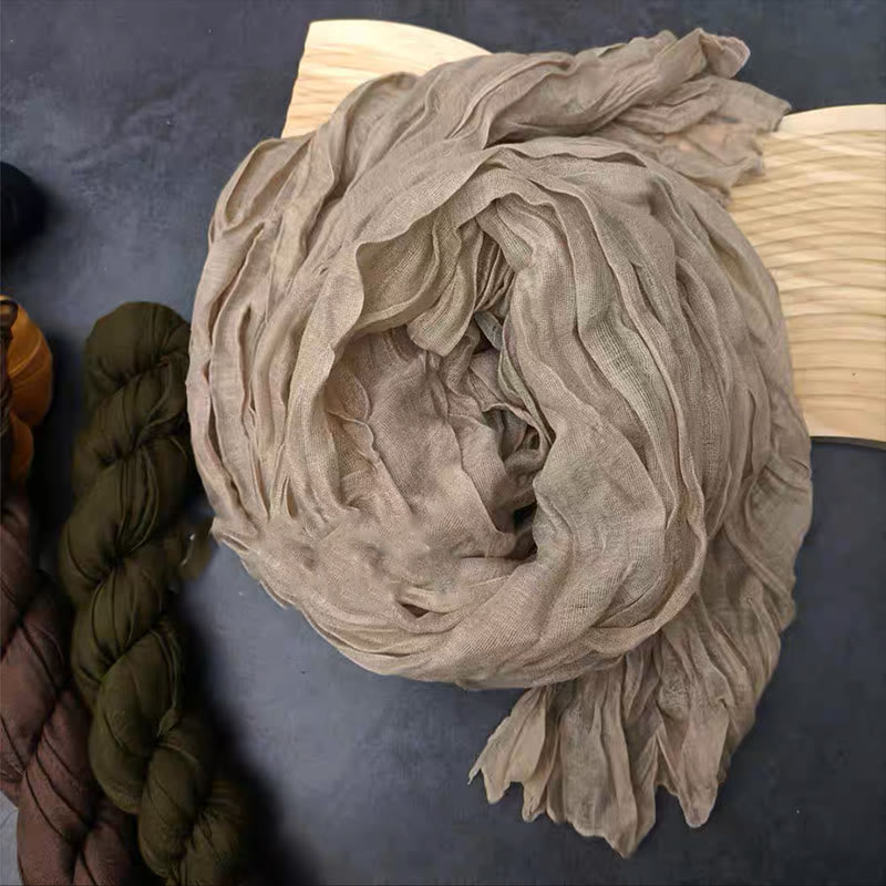 Women's Retro Solid Color Cotton Linen Thin Scarf - Camel - image 7