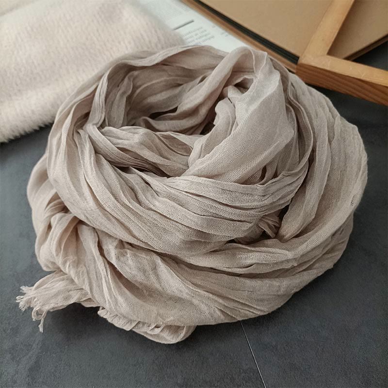 Women's Retro Solid Color Lightweight Cotton Linen Thin Scarf