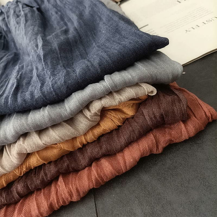 Women's Retro Solid Color Lightweight Cotton Linen Thin Scarf - image 0
