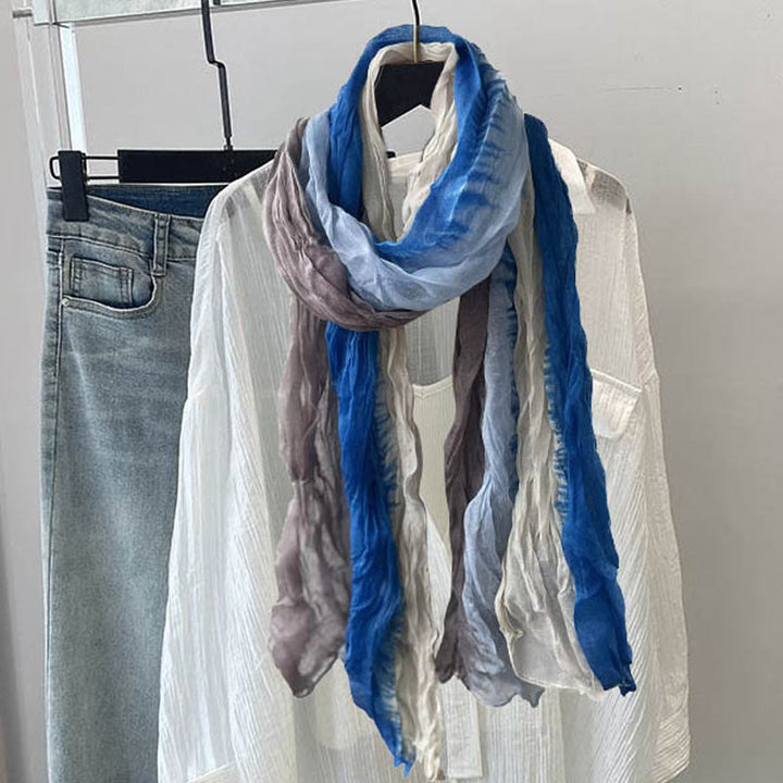 Women's Gradient Solid Color Thin Scarf - Blue Beige Gray - image 23