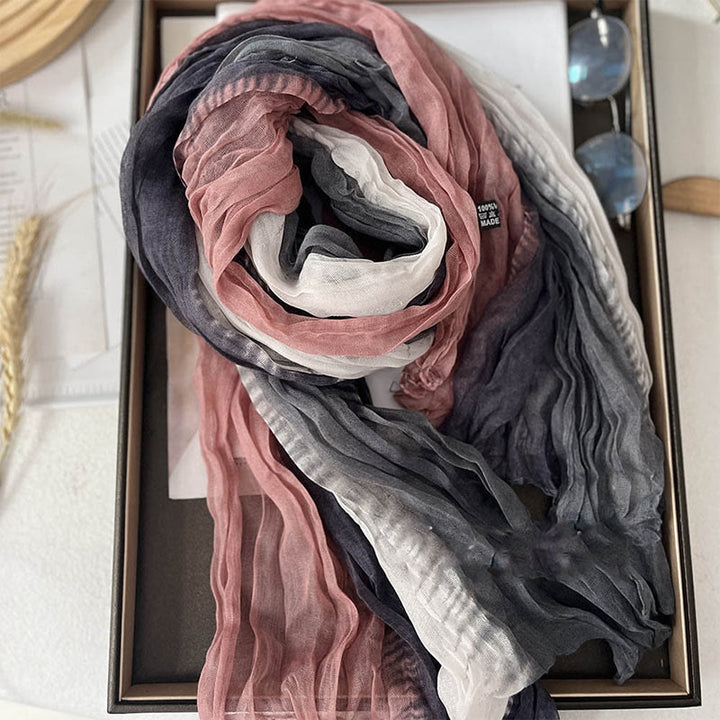 Women's Gradient Solid Color Thin Scarf - Gray Pink White - image 11