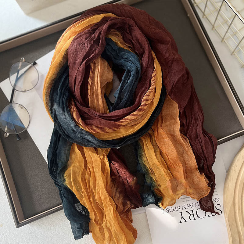 Women's Gradient Solid Color Thin Scarf - Orange Green Coffee - image 9