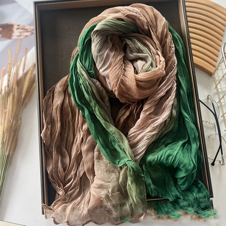 Women's Gradient Solid Color Thin Scarf - Green Camel - image 26