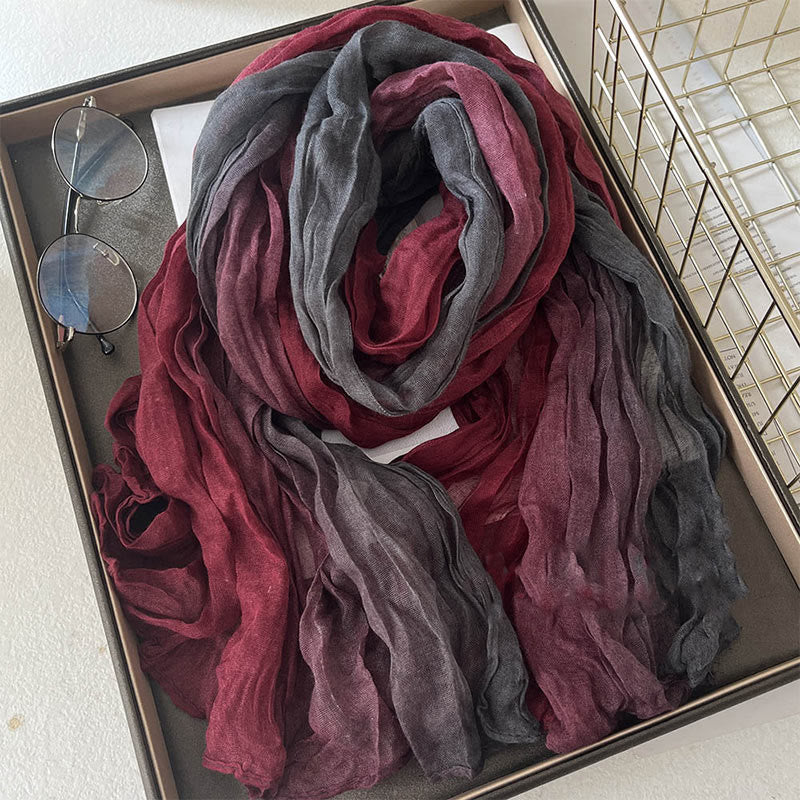 Women's Gradient Solid Color Thin Scarf - Gray Red - image 8
