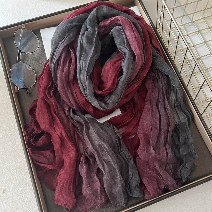 Women's Gradient Solid Color Thin Scarf - Gray Red - image 8