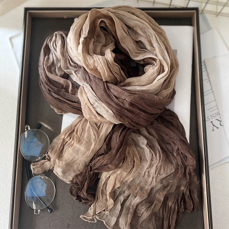 Women's Gradient Solid Color Thin Scarf - Camel Coffee - image 7