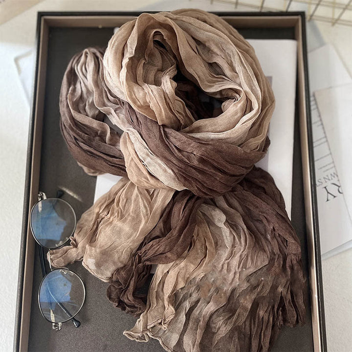 Women's Gradient Solid Color Thin Scarf - Camel Coffee - image 7