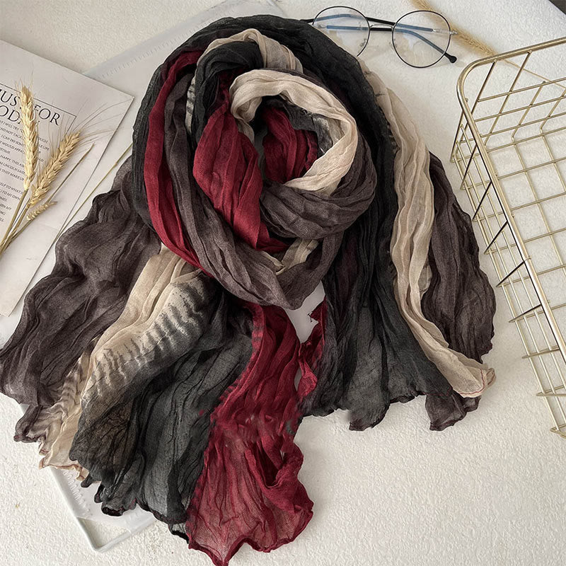 Women's Gradient Solid Color Thin Scarf - Red Beige Coffee - image 17
