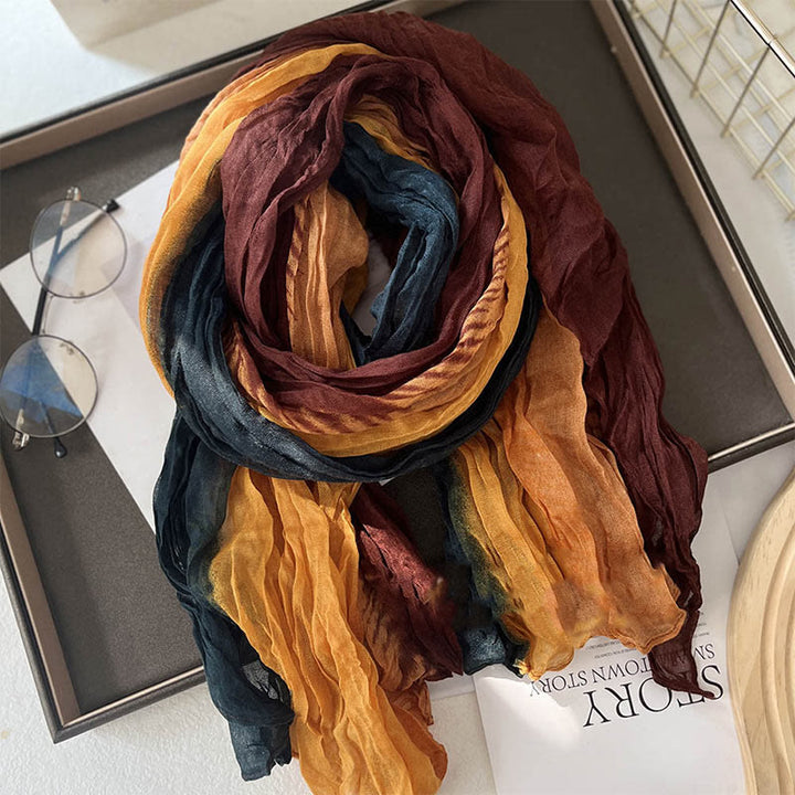 Women's Gradient Solid Color Thin Scarf - Orange Green Coffee - image 9