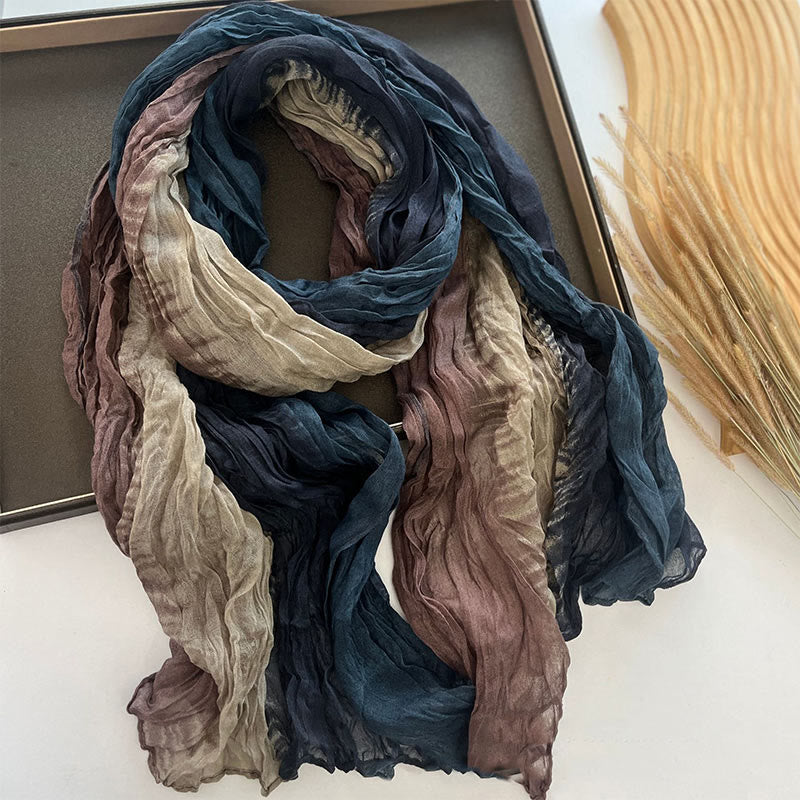 Women's Gradient Solid Color Thin Scarf - Blue Camel - image 15