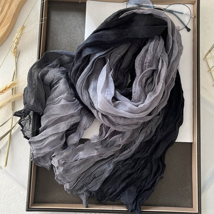 Women's Gradient Solid Color Thin Scarf - Gray Black - image 2