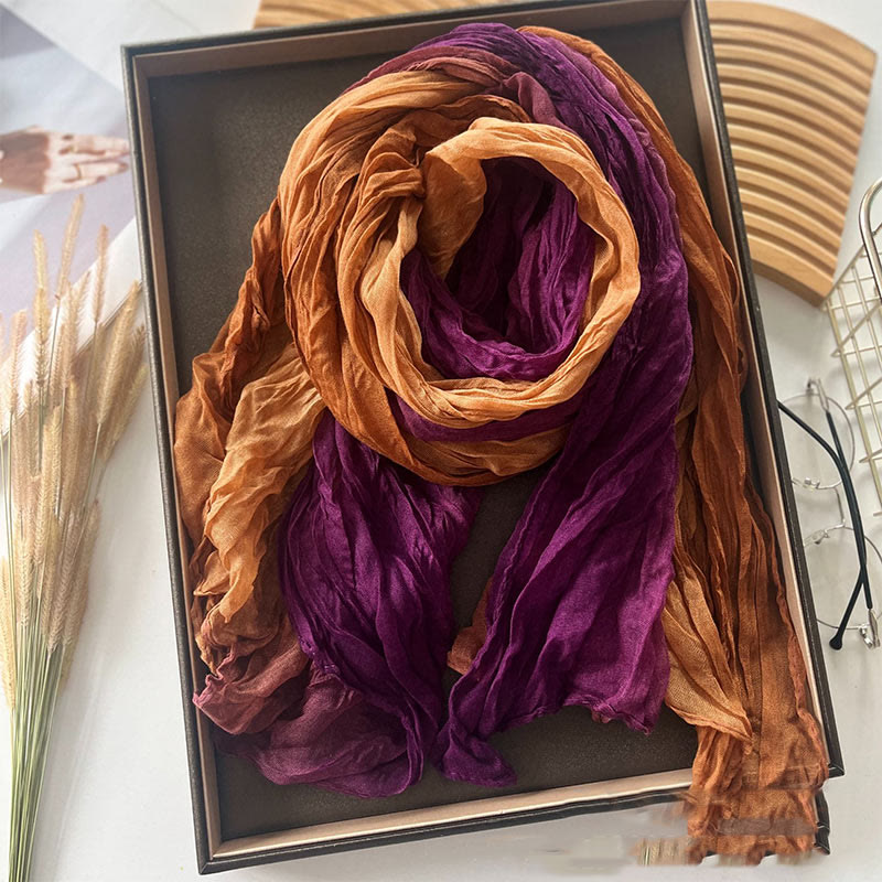 Women's Gradient Solid Color Thin Scarf - Orange Purple - image 22