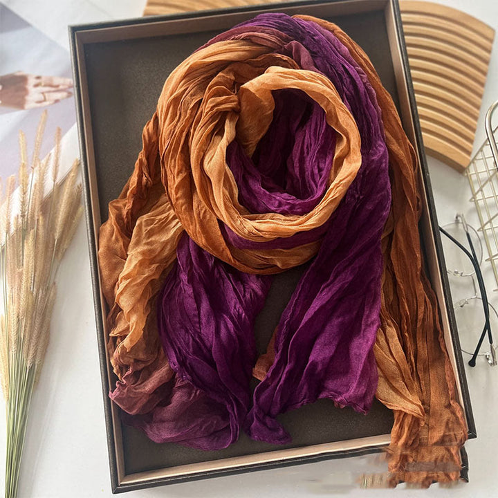 Women's Gradient Solid Color Thin Scarf - Orange Purple - image 22
