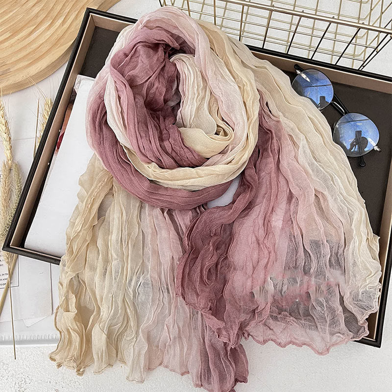 Women's Gradient Solid Color Thin Scarf - Dark Pink Beige - image 13