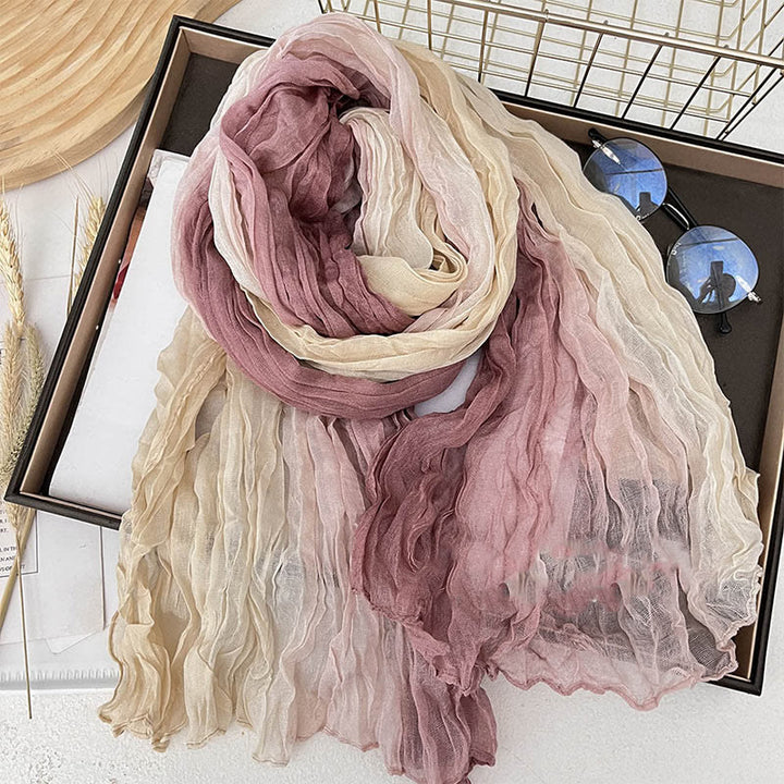Women's Gradient Solid Color Thin Scarf - Dark Pink Beige - image 13