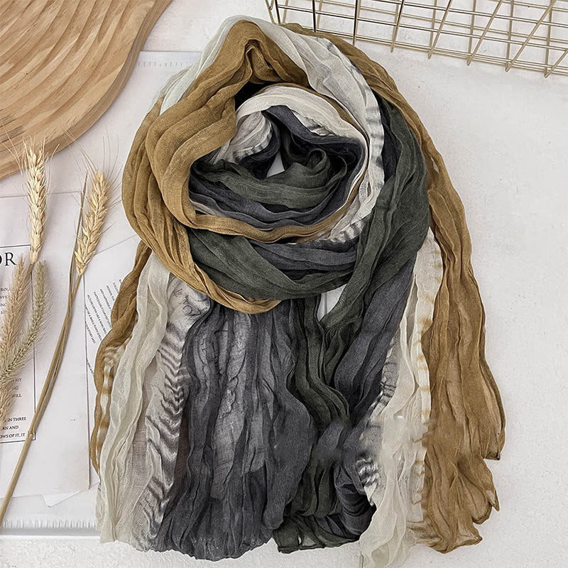 Women's Gradient Solid Color Thin Scarf - Gray Beige Yellow - image 14