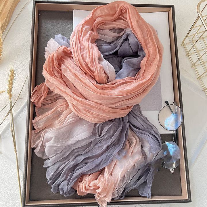 Women's Gradient Solid Color Thin Scarf - Gray Pink - image 3