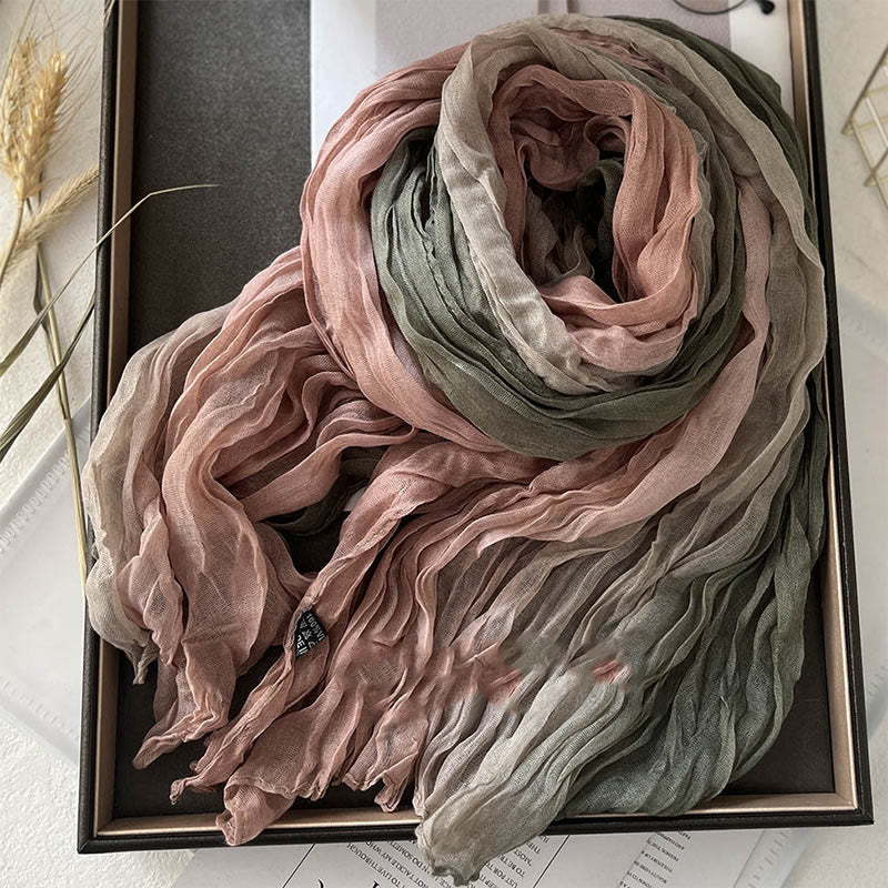 Women's Gradient Solid Color Thin Scarf - Green Pink - image 4