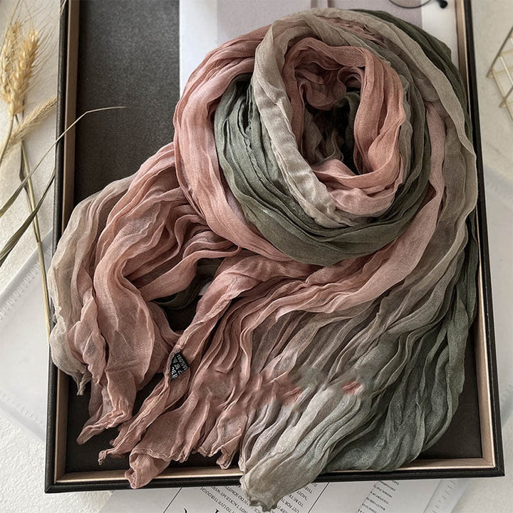 Women's Gradient Solid Color Thin Scarf - Green Pink - image 4