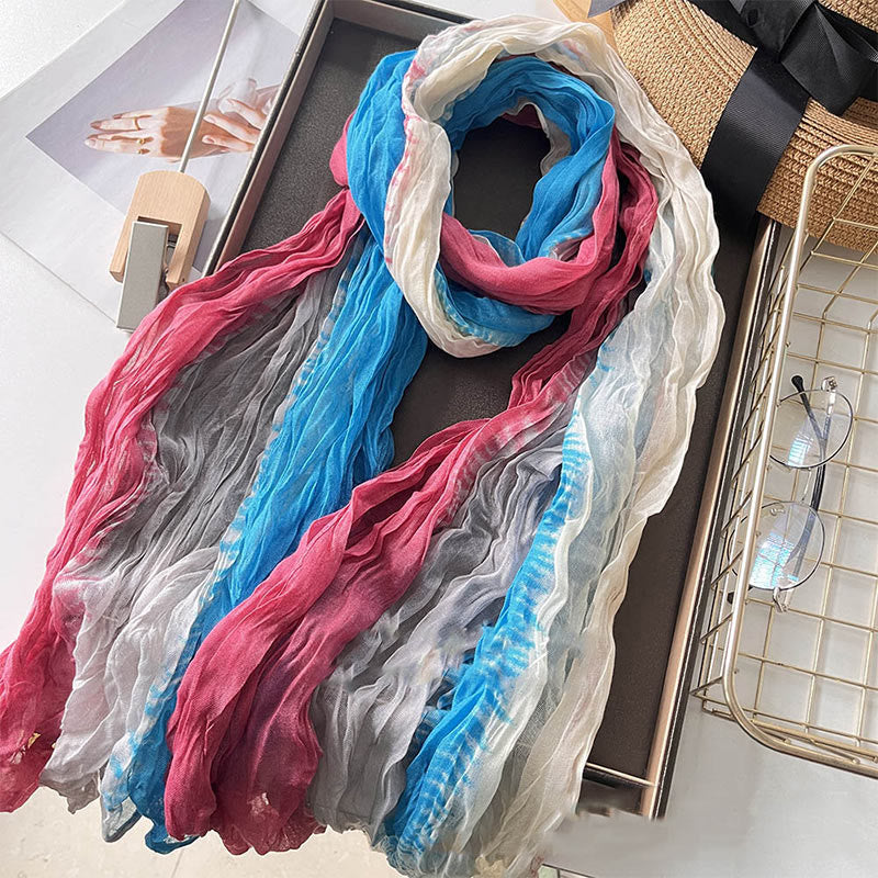 Women's Gradient Solid Color Thin Scarf - Blue Beige Pink - image 25