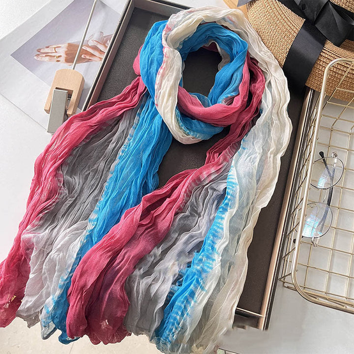 Women's Gradient Solid Color Thin Scarf - Blue Beige Pink - image 25