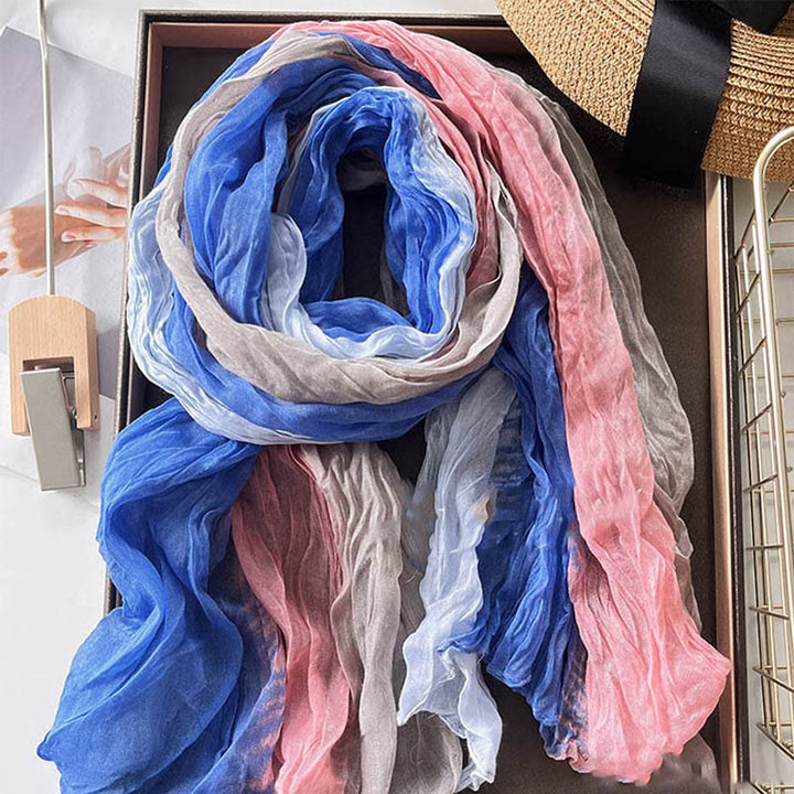 Women's Gradient Solid Color Thin Scarf - Blue Pink - image 24