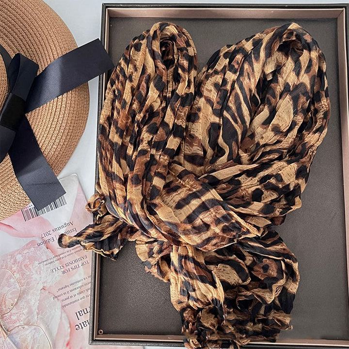 Women's Gradient Solid Color Thin Scarf - Leopard Coffee - image 20