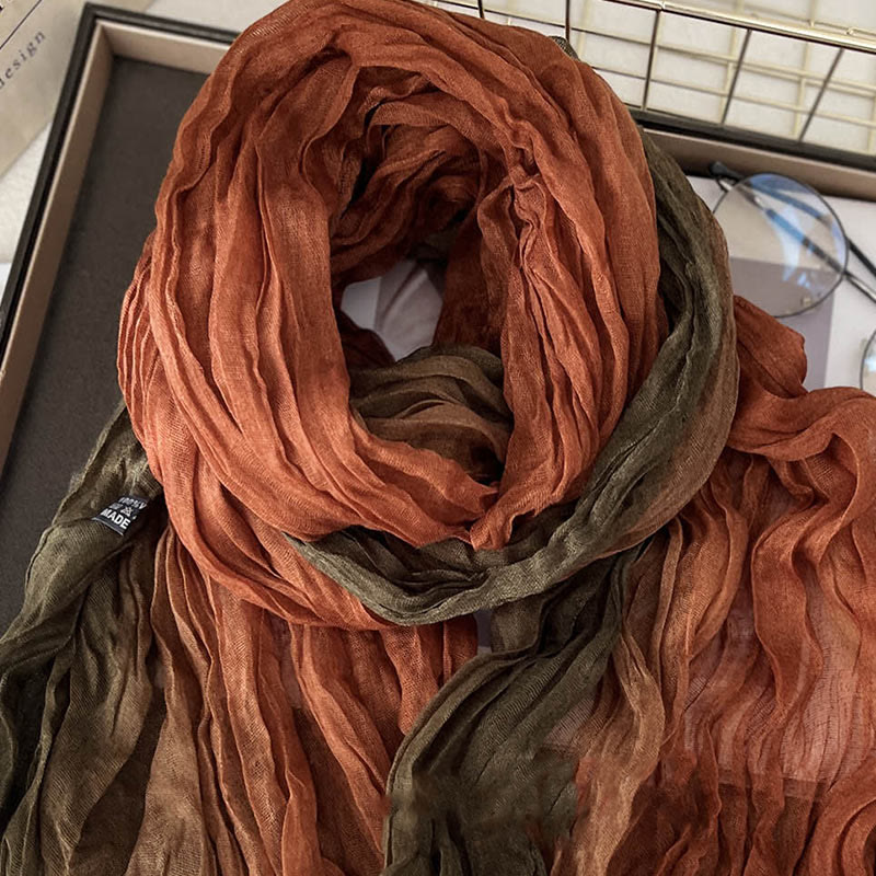Women's Gradient Solid Color Thin Scarf - Orange Dark Green - image 16