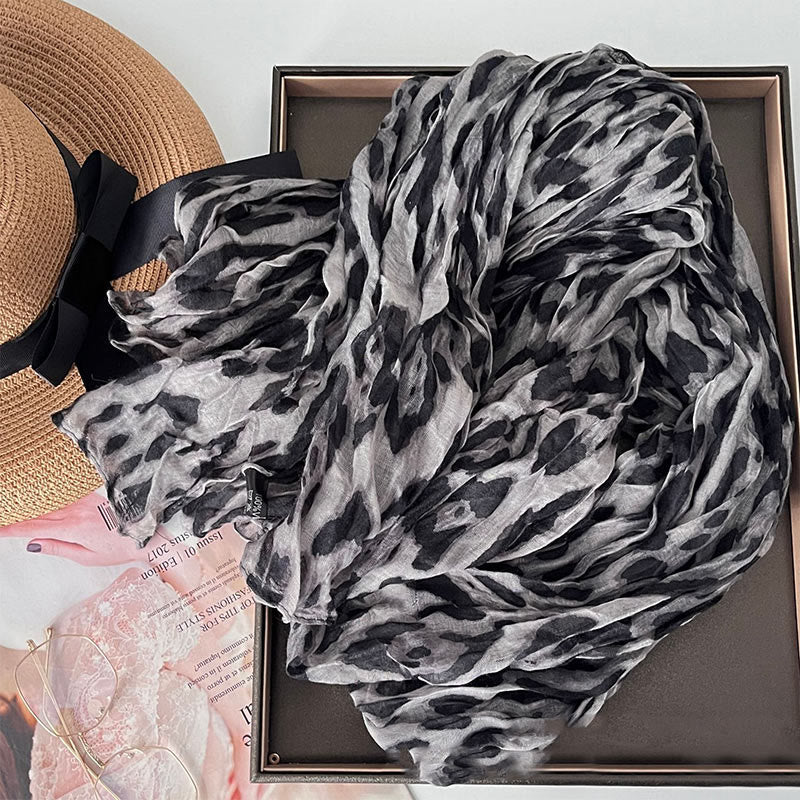 Women's Gradient Solid Color Thin Scarf - Leopard Gray - image 19