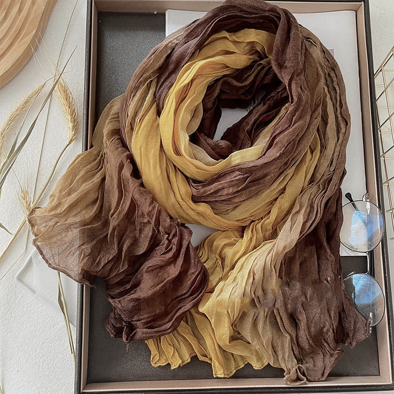 Women's Gradient Solid Color Thin Scarf - Khaki Yellow - image 6