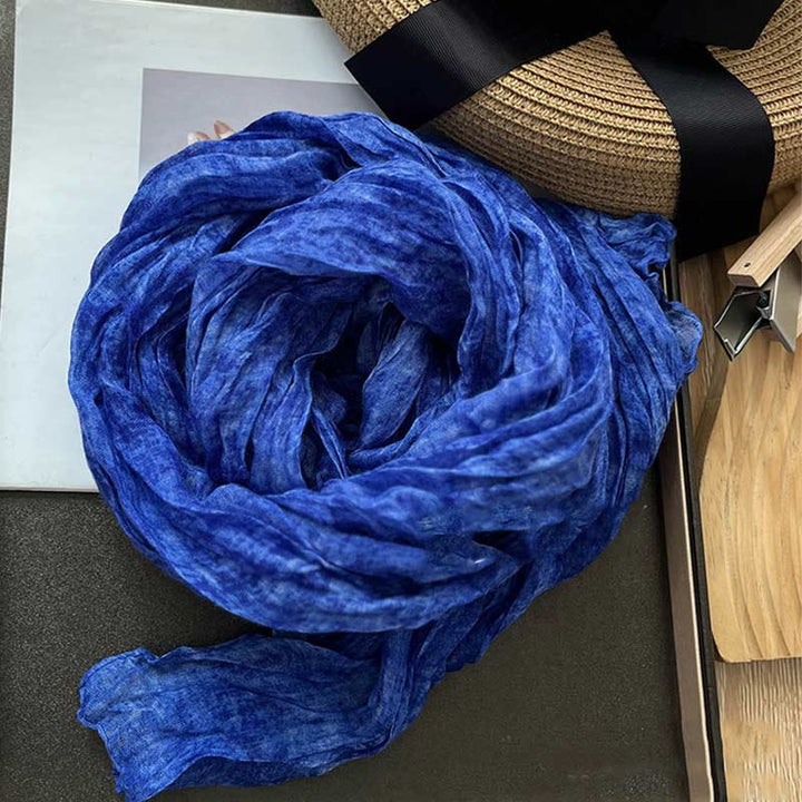 Women's Retro Tie Dye Color Thin Scarf - Royal Blue - image 8