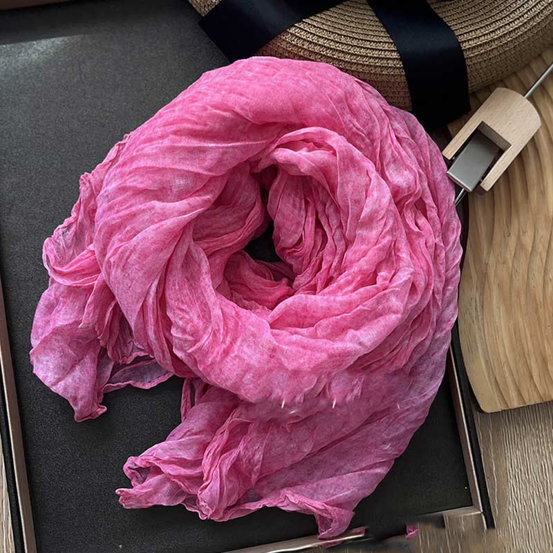 Women's Retro Tie Dye Color Thin Scarf - Pink - image 10
