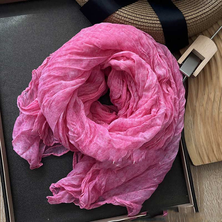Women's Retro Tie Dye Color Thin Scarf - Pink - image 10