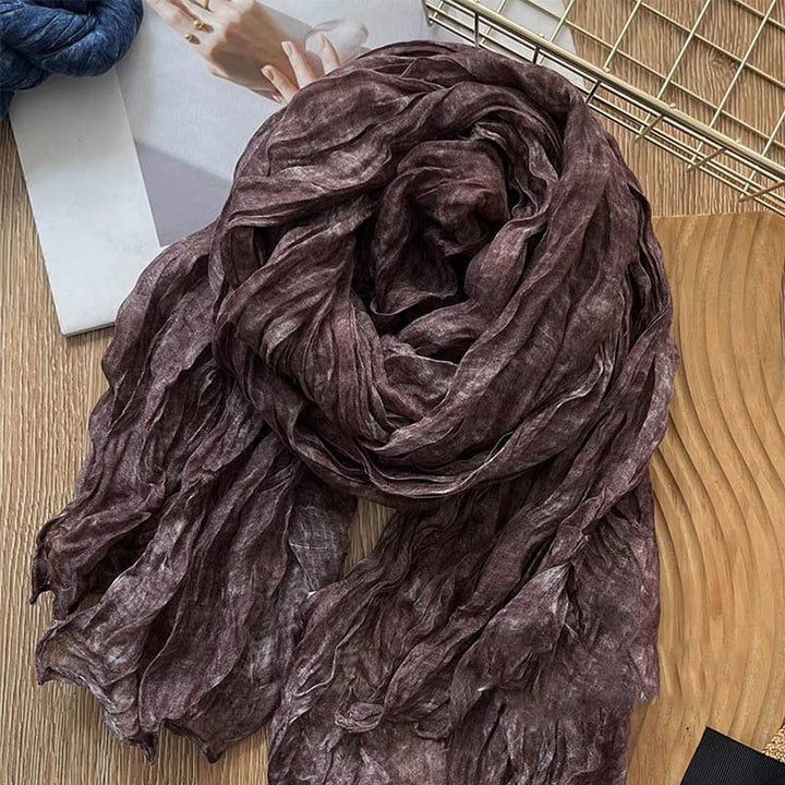 Women's Retro Tie Dye Color Thin Scarf - Brown - image 12