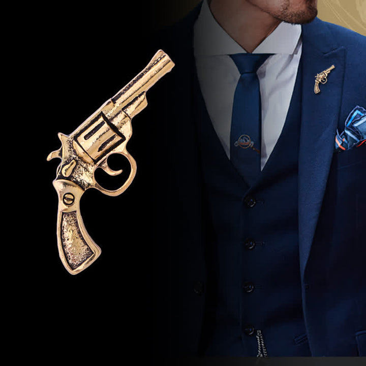 Men's Mini Vintage Domineering Pistol-Shape Brooch - image 0