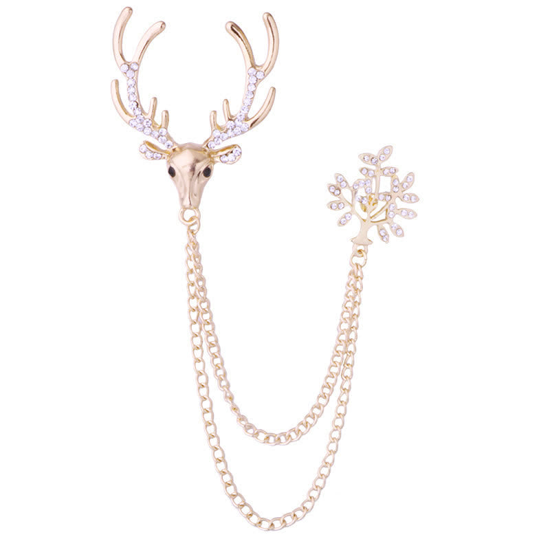 Men's Reindeer Double Chain Formal Suit Brooch - image 6