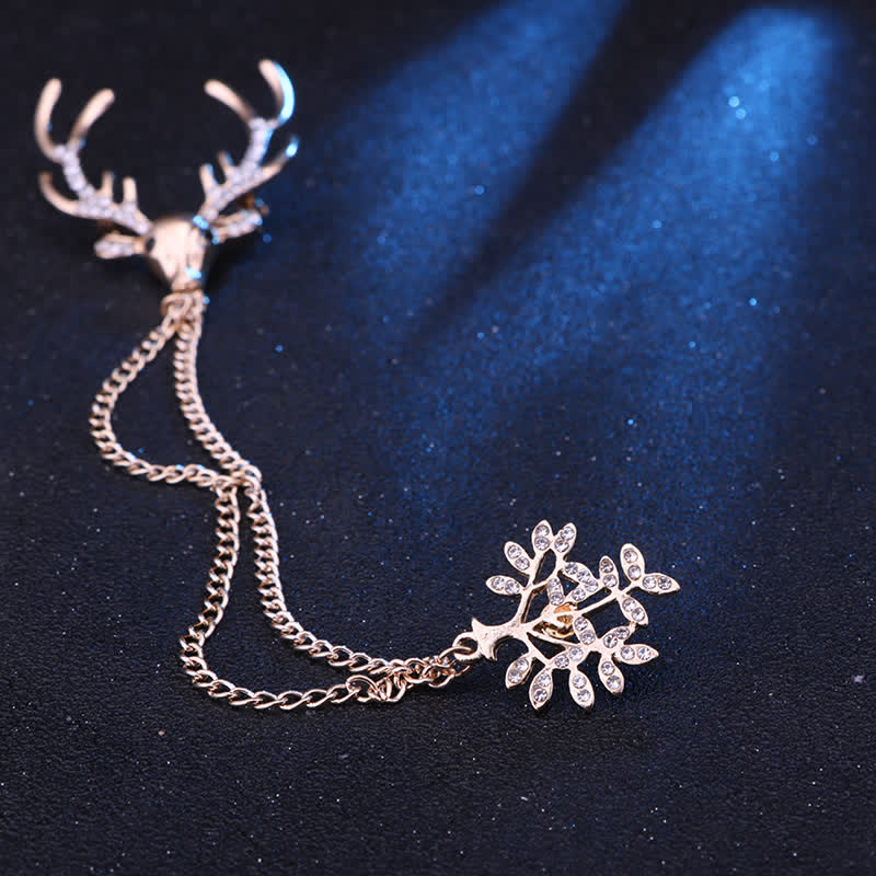 Men's Reindeer Double Chain Formal Suit Brooch - image 4