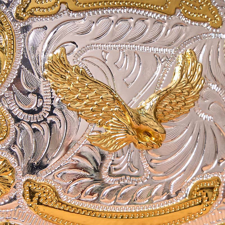 Gold Flying Eagle DIY Western Cowboy Buckle Leather Belt - image 3