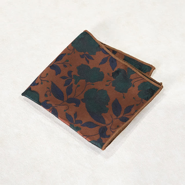 Men's Stylish Floral Printed Design Office Necktie Pocket Square - Sienna - Pocket Square - image 4