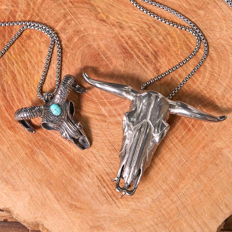 Longhorn Bull Pendant Turquoise Ram Horn Head Necklace Bundle Set - image 4