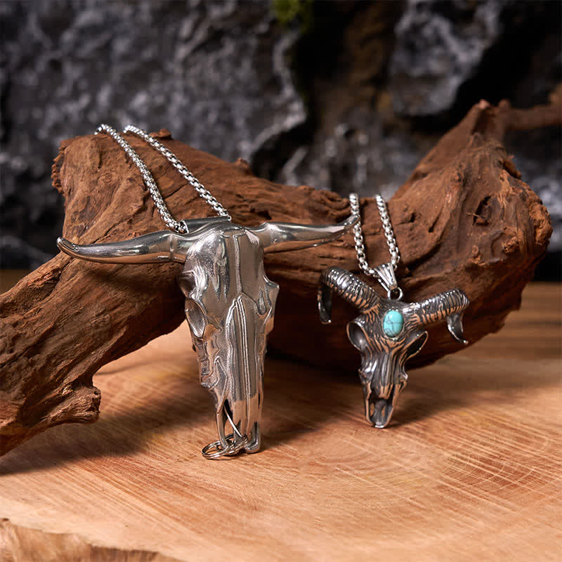 Longhorn Bull Pendant Turquoise Ram Horn Head Necklace Bundle Set - image 6